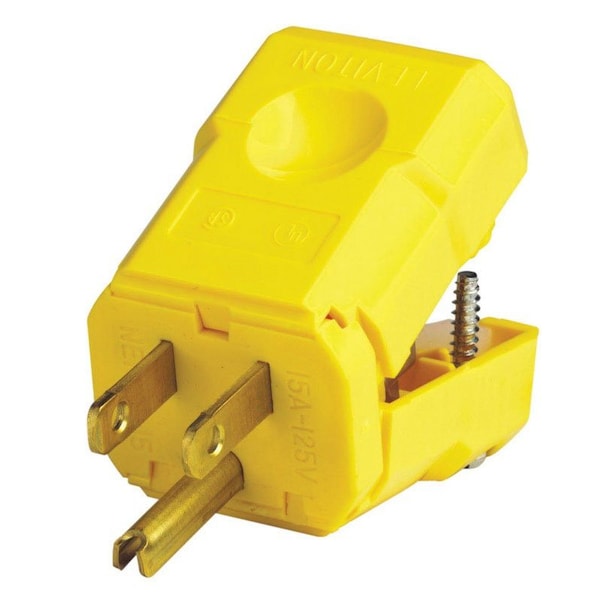 Leviton Straight Blade Plug, 5-15P, 15 A, 125V AC, 2 Pole, Screw Terminals, Grounded 05256-0VY - main
